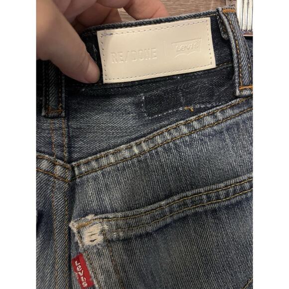 RE/DONE Levi’s Jeans Women's 23 Blue 501 High Rise Skinny Distressed Butterfly - Picture 8 of 10